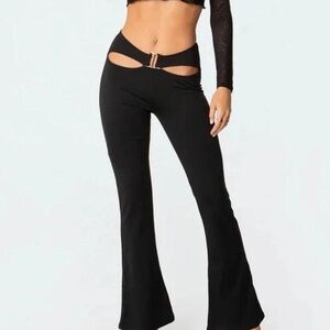 Edikted Black Flare Pants with Cut-Outs